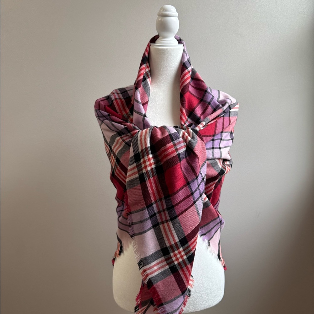 Plaid COACH Scarf in Red and Pink